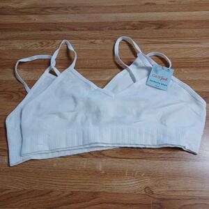 Cat & Jack Girls 2 Pack Seamless Bras White XL V-Neck Adjustable Straps